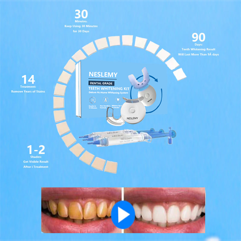 🔥(Official Mall) NESLEMY Original Teeth Whitening Kit with 5x LED Light, 18% Carbamide Peroxide Oral Care