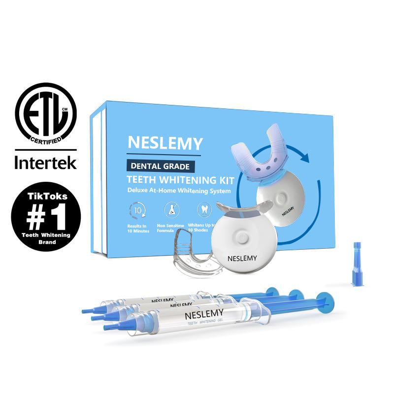 🔥(Official Mall) NESLEMY Original Teeth Whitening Kit with 5x LED Light, 18% Carbamide Peroxide Oral Care